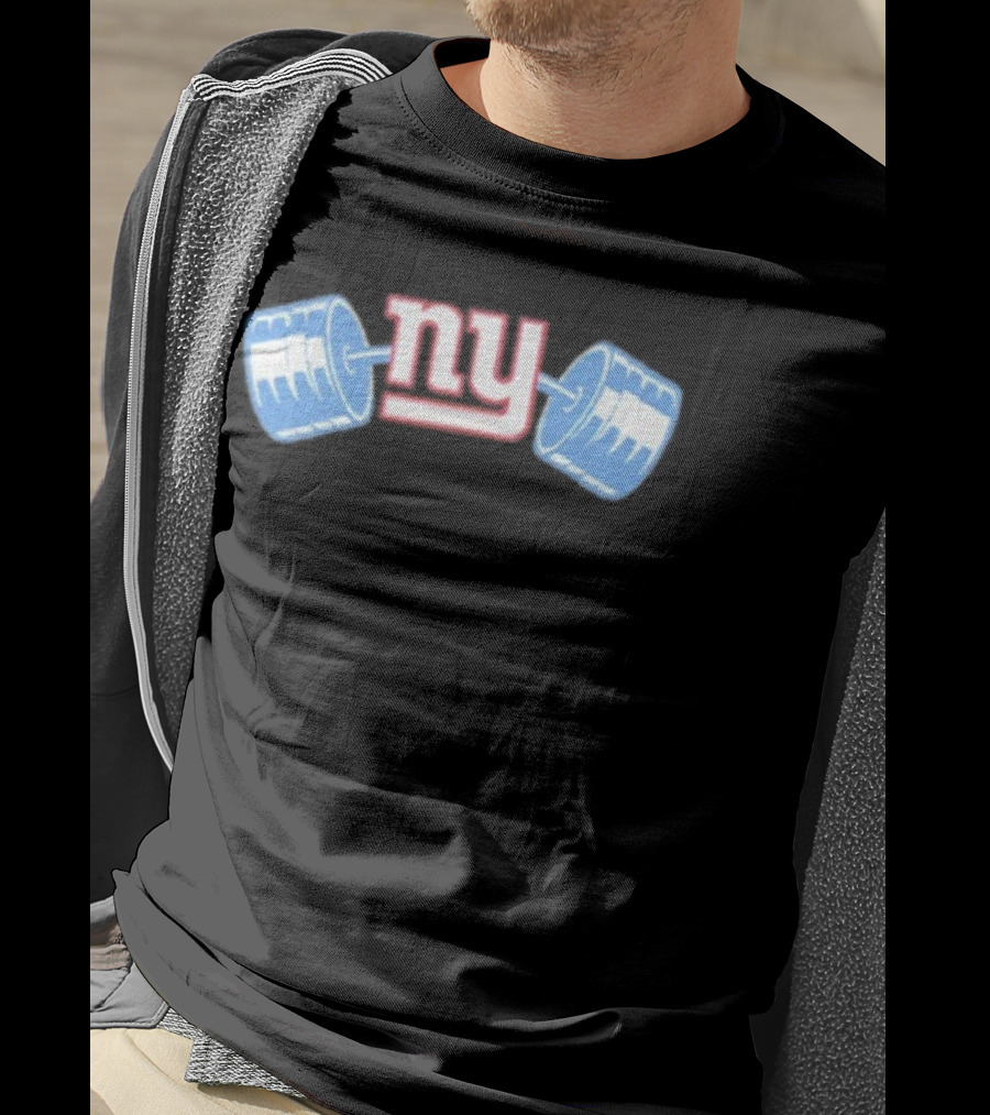 Daniel Jones New York Giants NY Barbell Icon T-Shirt