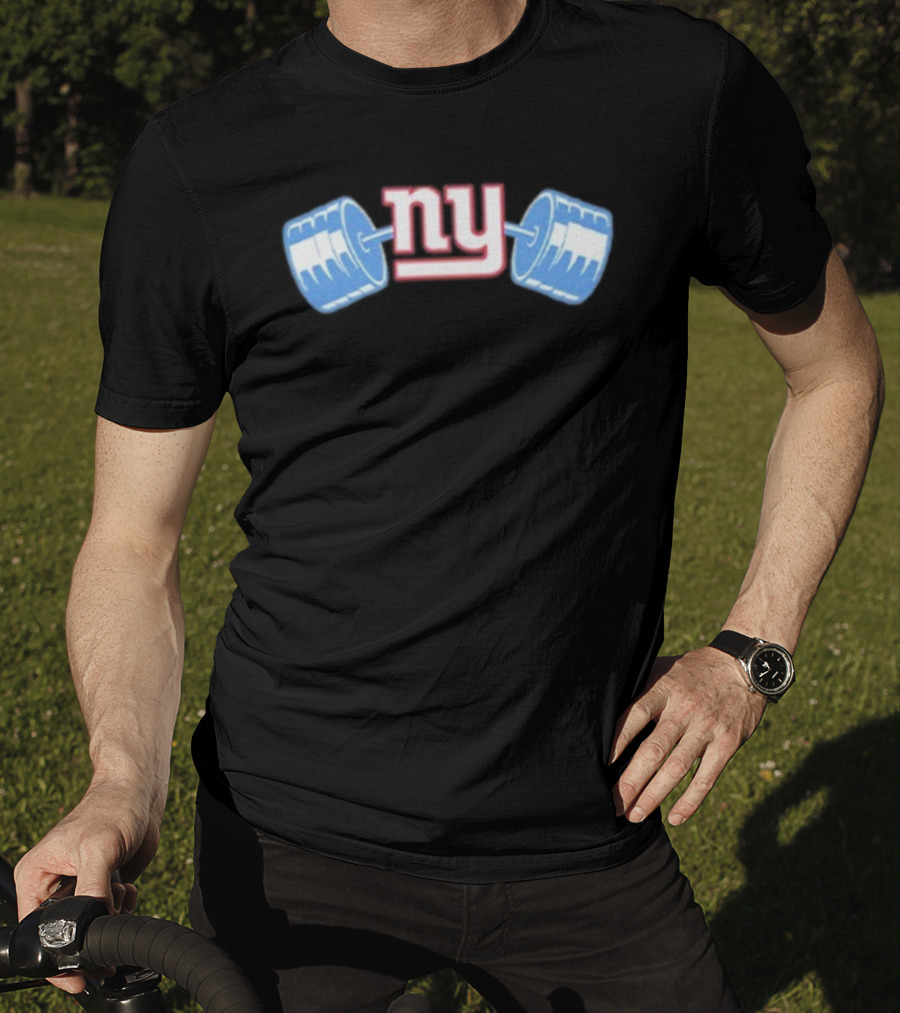 Daniel Jones New York Giants NY Barbell Icon T-Shirt