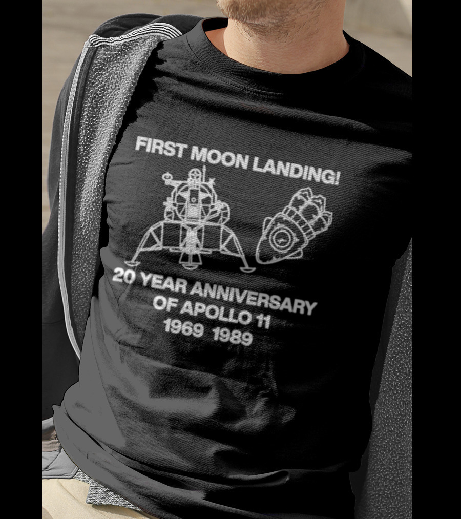 First Moon Landing 20 Year Anniversary Of Apollo 11 1969 1989 Lunar Module Design T-Shirt