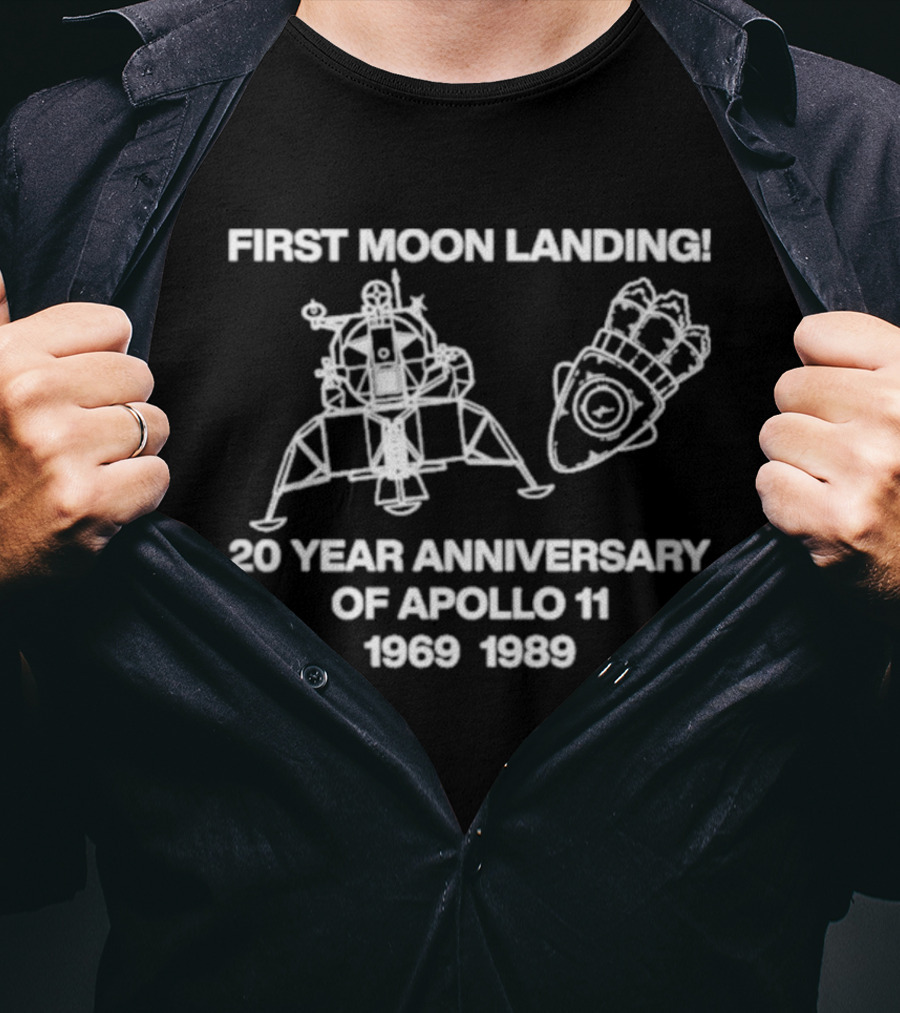 First Moon Landing 20 Year Anniversary Of Apollo 11 1969 1989 Lunar Module Design T-Shirt