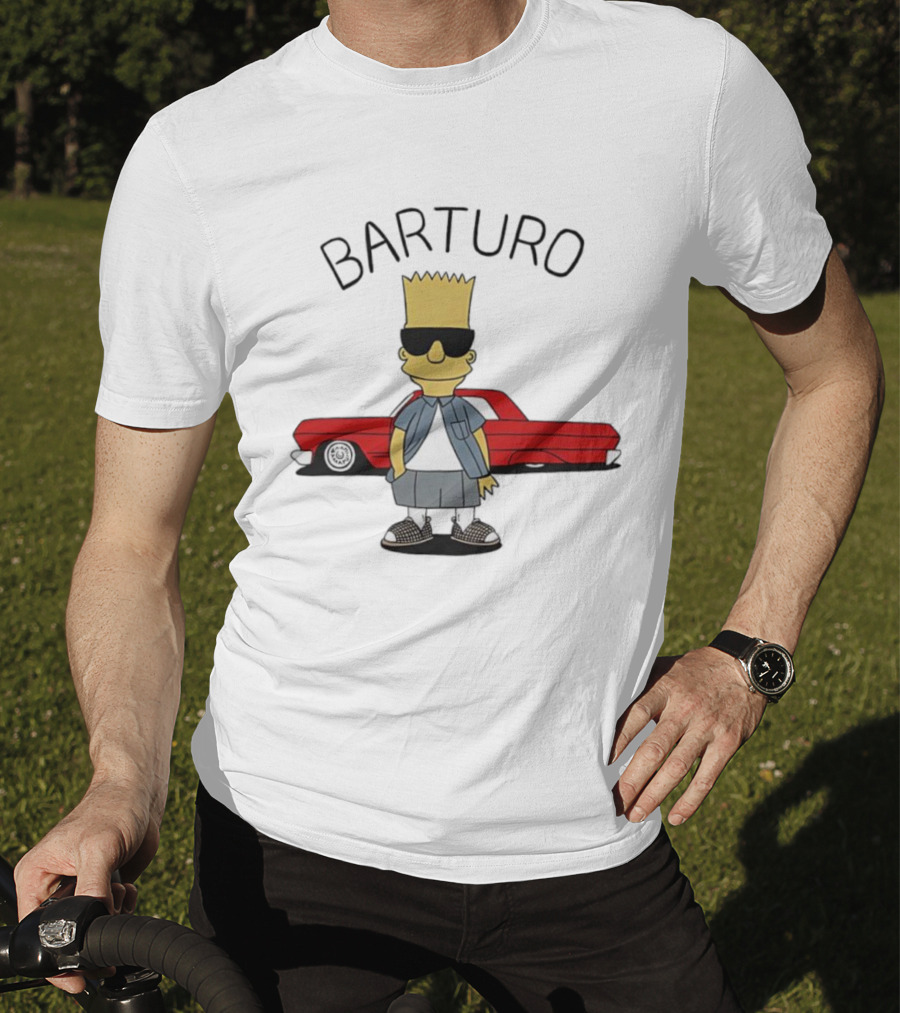 BARTURO Bart Simpson Red Car Iconic Character Parody T-Shirt