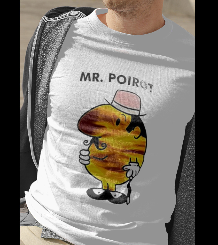 Hercule Poirot Cartoon Character With Pink Bowler Hat T-Shirt