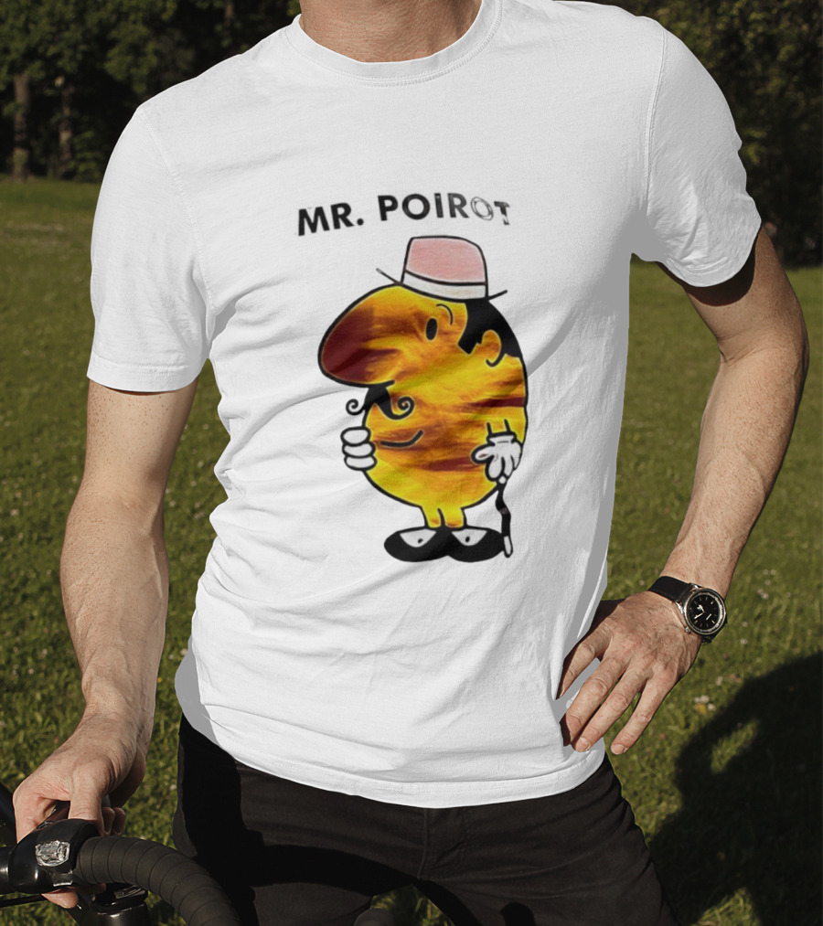 Hercule Poirot Cartoon Character With Pink Bowler Hat T-Shirt