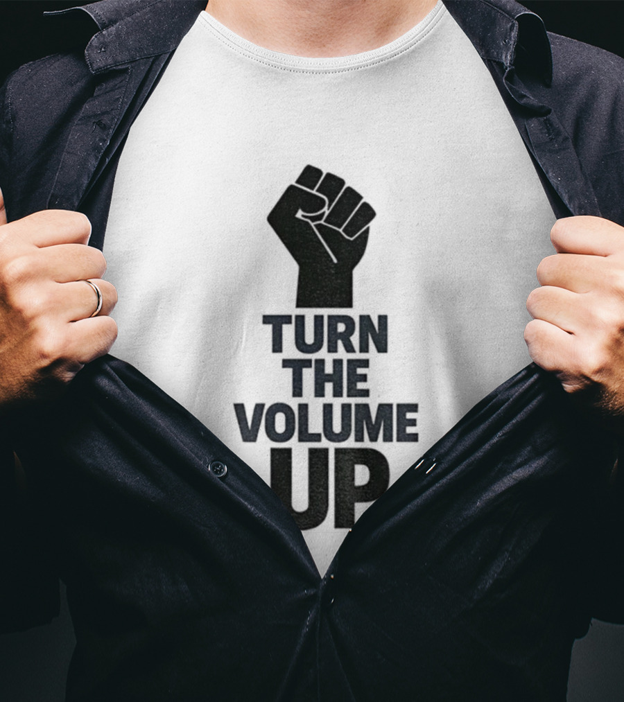 Turn The Volume Up Zohran Mamdani Four Words Baby Raised Fist Symbol T-Shirt