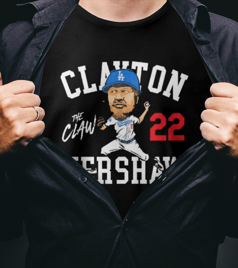 Clayton Kershaw Los Angeles Dodgers The Claw Cartoon 22 T-Shirt