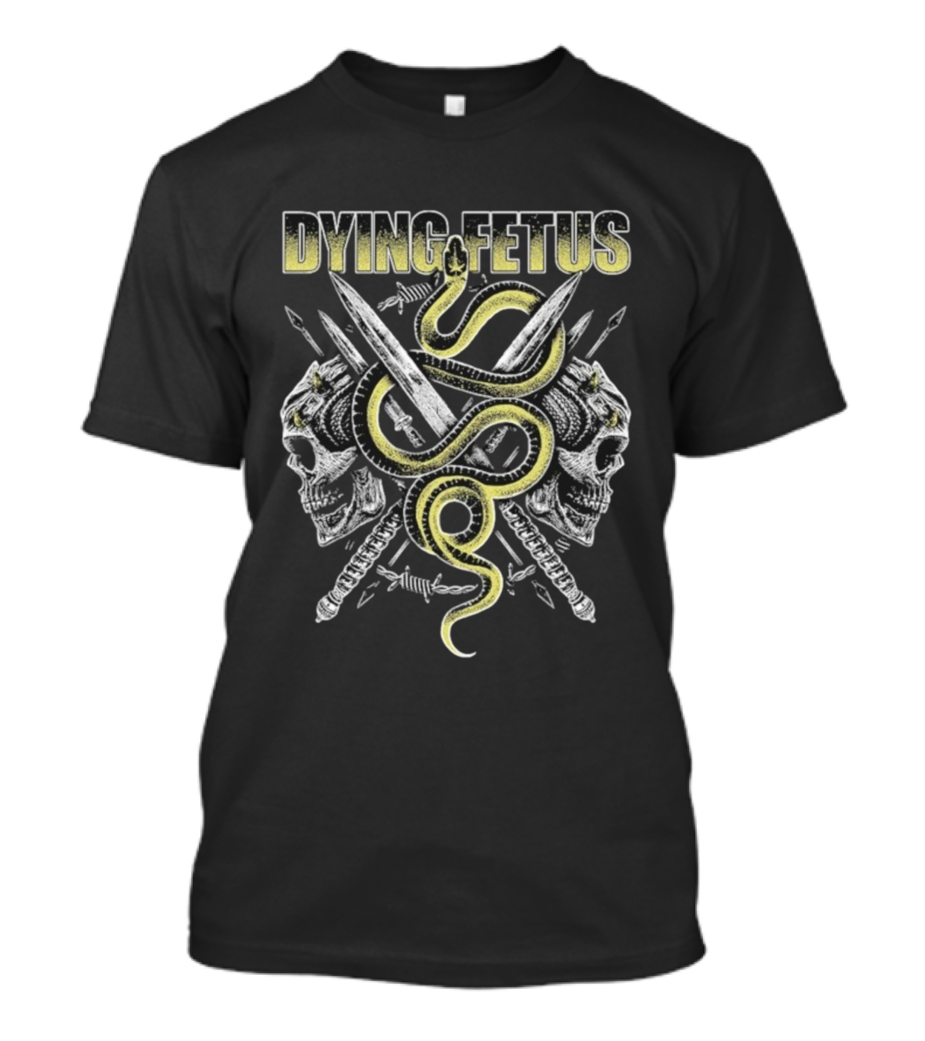 Dying Fetus Snake Skull Crossed Swords Design T-Shirt