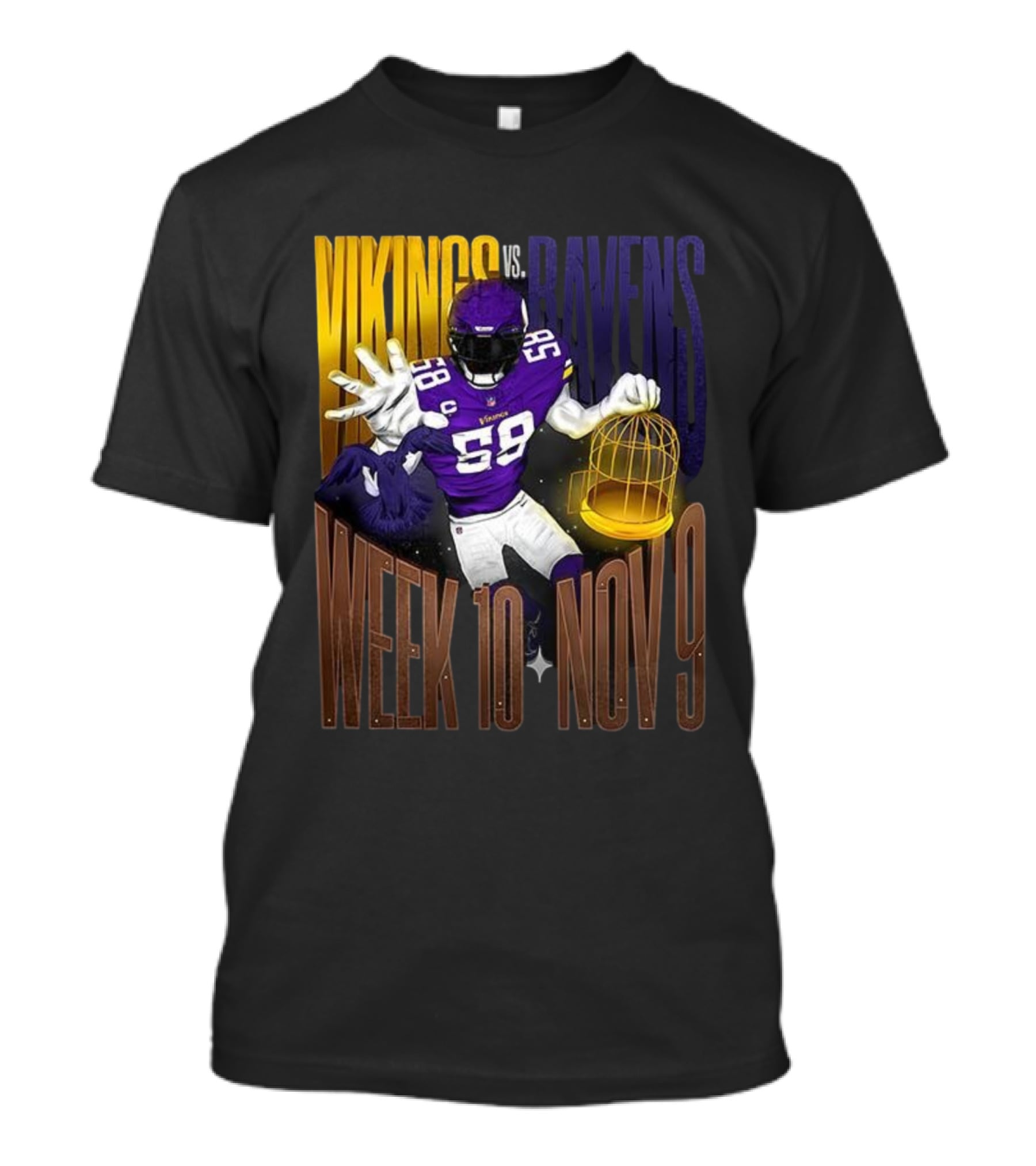 Vikings Vs Ravens Week 10 Nov 9 Football Matchup 58 T-Shirt