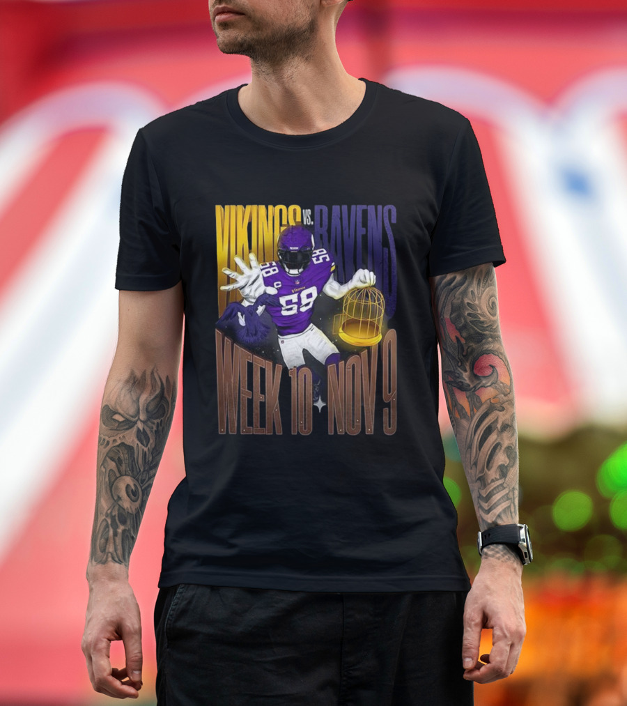 Vikings Vs Ravens Week 10 Nov 9 Football Matchup 58 T-Shirt