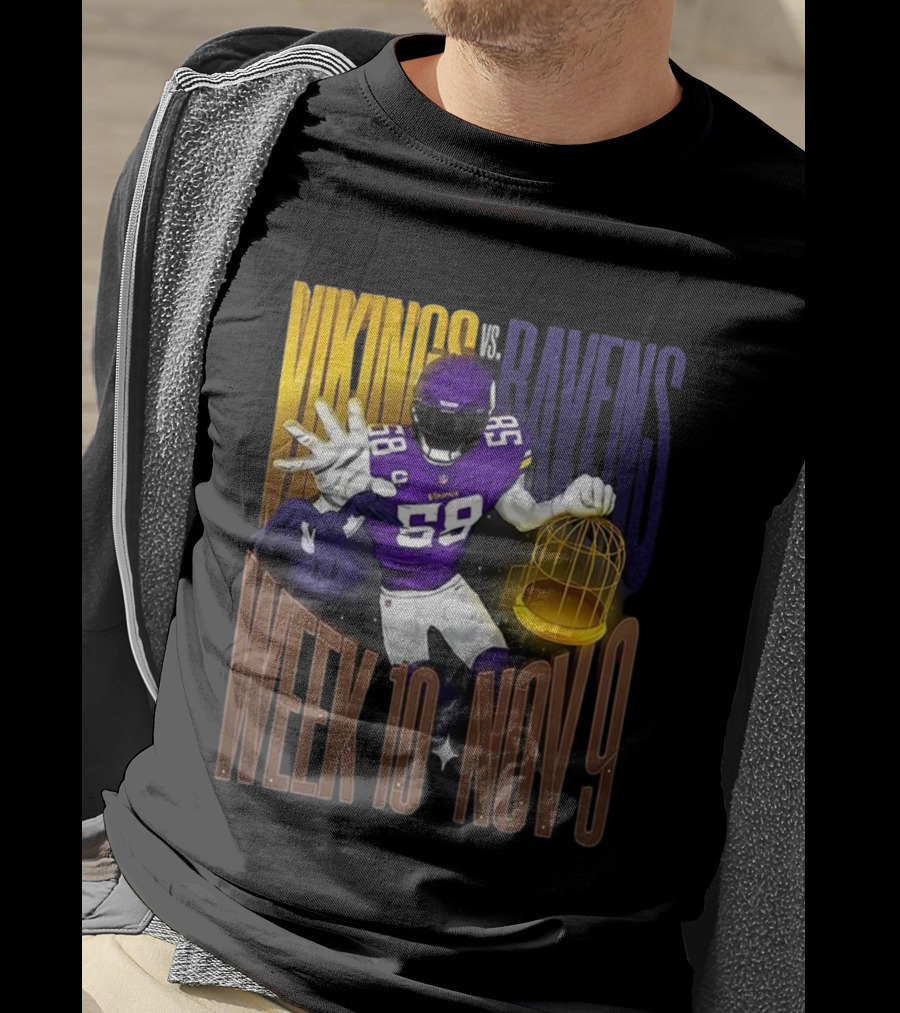 Vikings Vs Ravens Week 10 Nov 9 Football Matchup 58 T-Shirt
