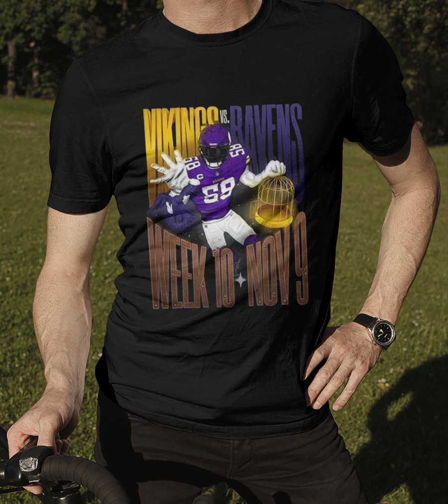 Vikings Vs Ravens Week 10 Nov 9 Football Matchup 58 T-Shirt