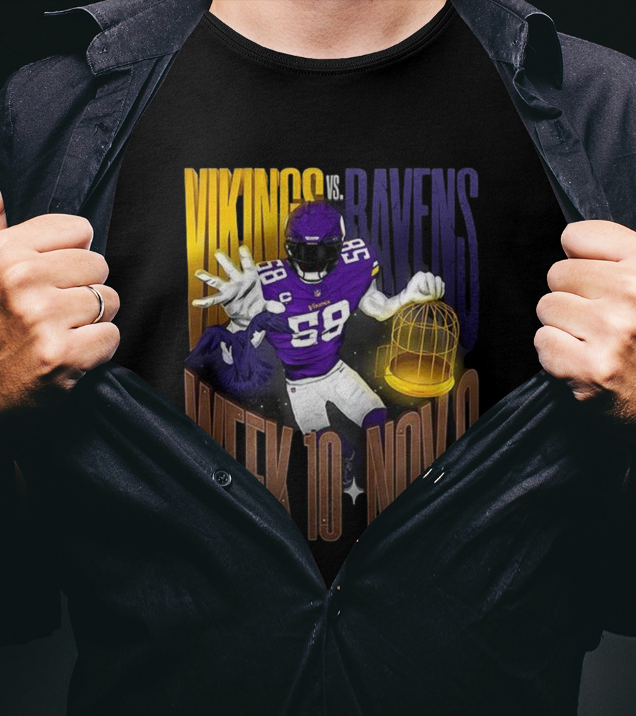 Vikings Vs Ravens Week 10 Nov 9 Football Matchup 58 T-Shirt