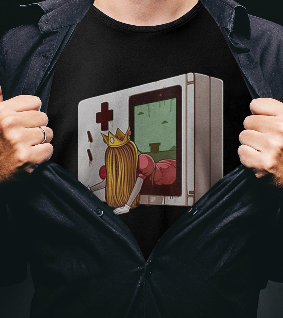 Princess Peach Exiting Classic Handheld Console Adventure T-Shirt