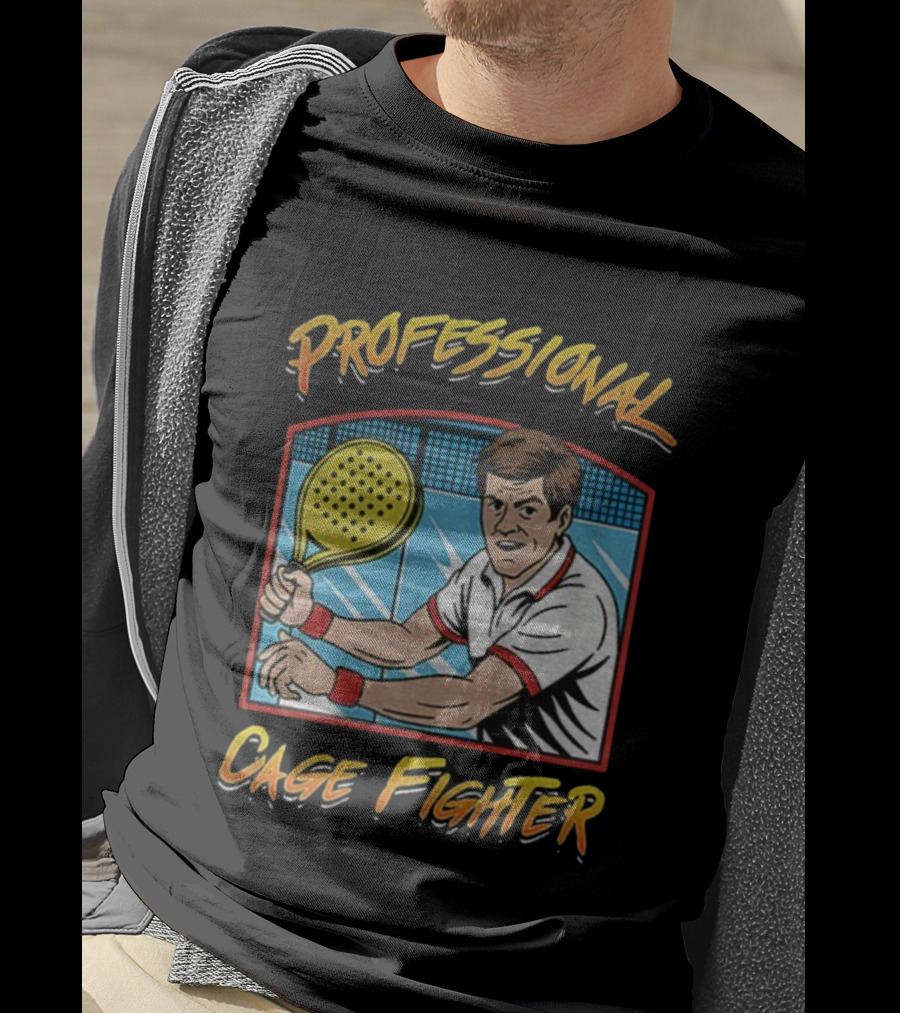 PROFESSIONAL CAGE FIGHTER PADEL Tennis Player Retro Style T-Shirt