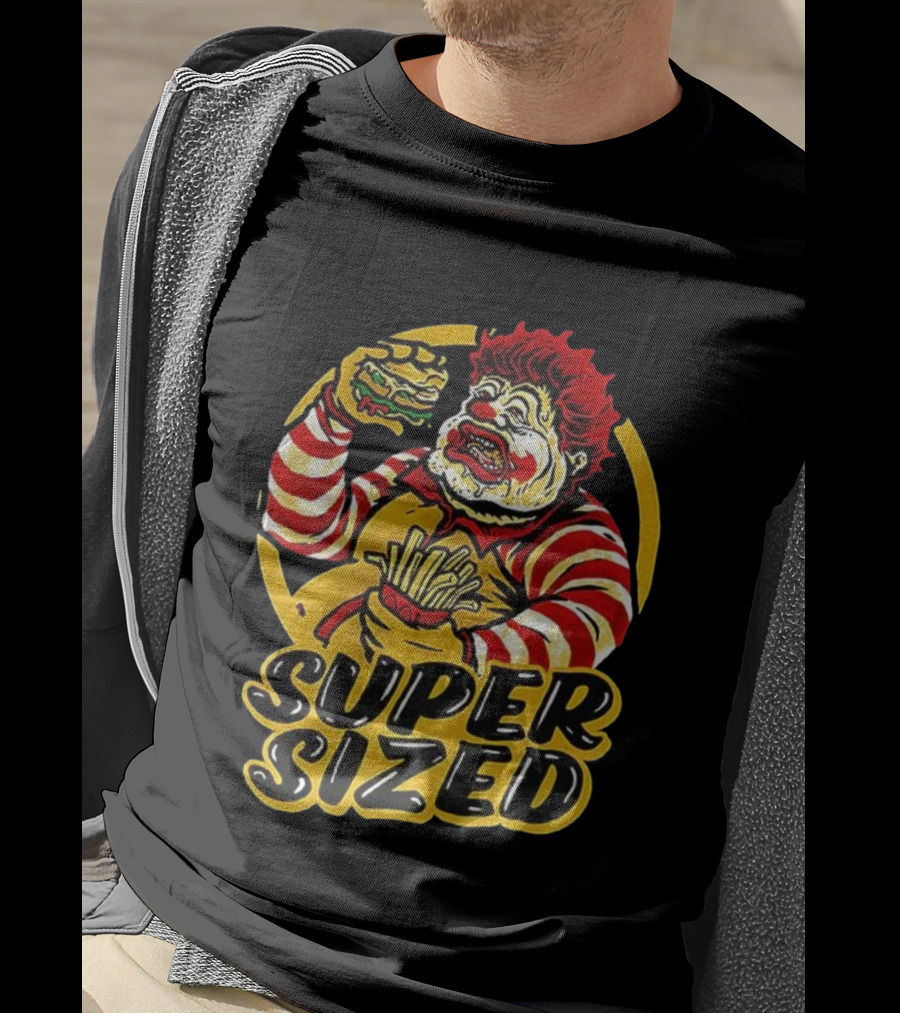Super Sized Clown Eating Burger And Fries T-Shirt