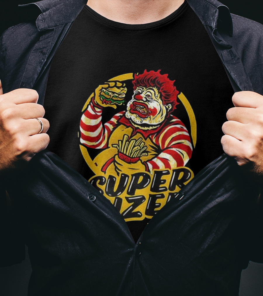 Super Sized Clown Eating Burger And Fries T-Shirt