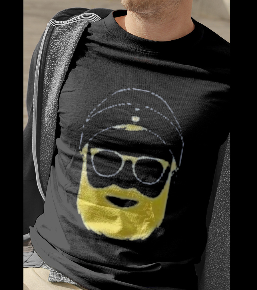 Letterman Beard Glasses Beanie Icon Sketch T-Shirt