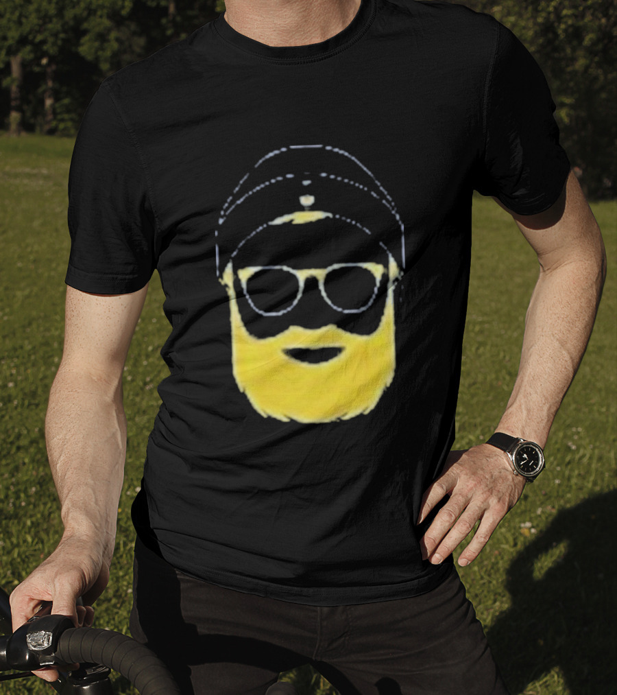 Letterman Beard Glasses Beanie Icon Sketch T-Shirt
