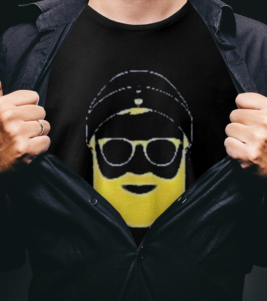 Letterman Beard Glasses Beanie Icon Sketch T-Shirt