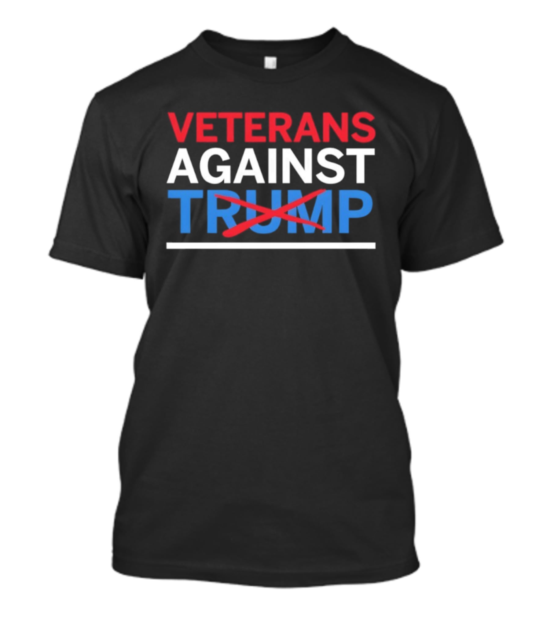 Veterans Against Trump Crossed Out In Red White Blue Text T-Shirt