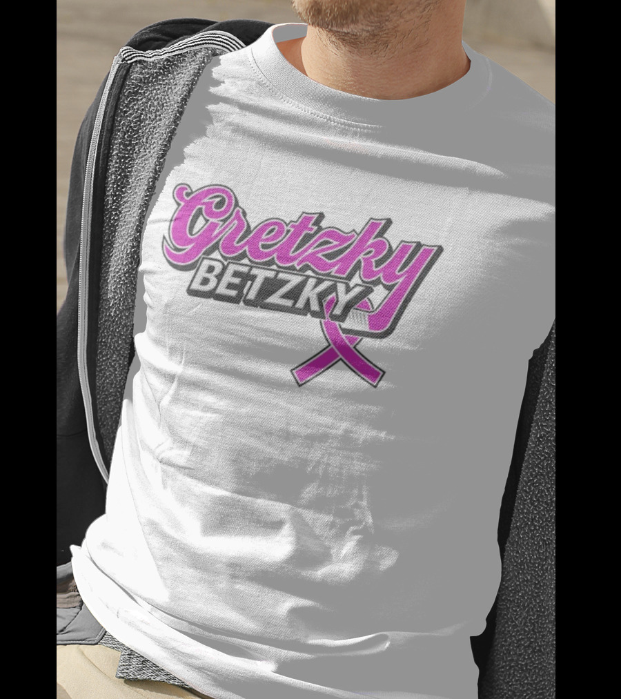 Gretzky Betzky Hockey Awareness Pink Ribbon Hockey Stick T-Shirt