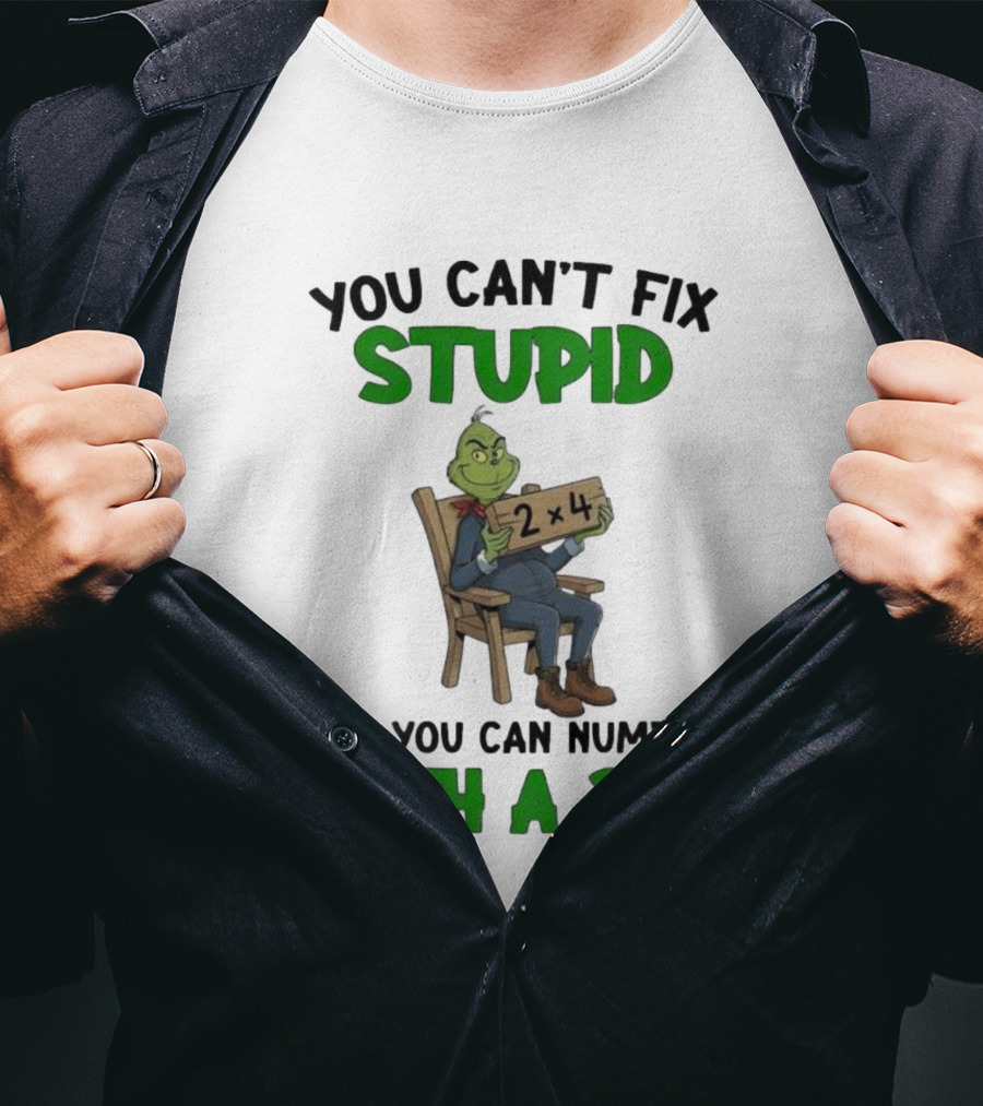 Grinch You Can’t Fix Stupid But You Can Numb It With A 2x4 T-Shirt