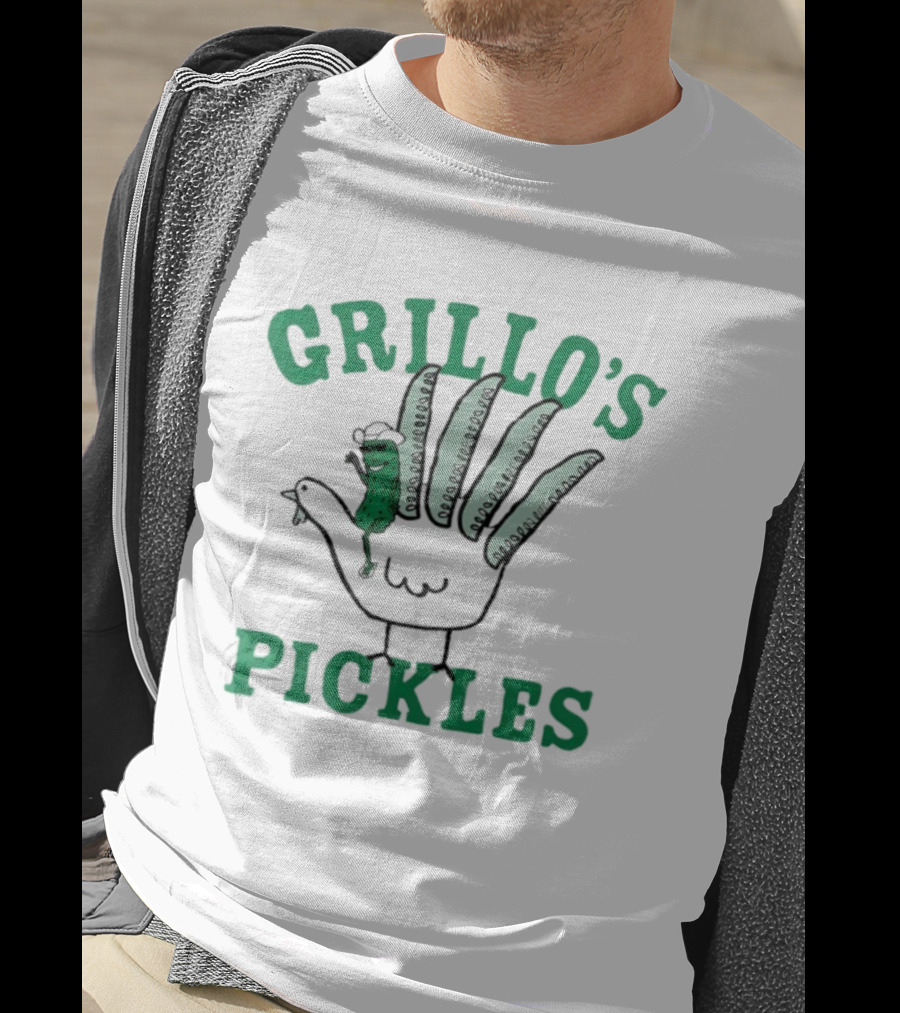 Grillo's Pickles Thanksgiving Hand Turkey Design T-Shirt