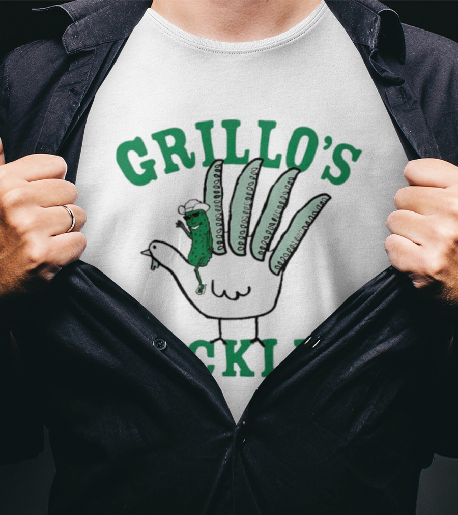Grillo's Pickles Thanksgiving Hand Turkey Design T-Shirt