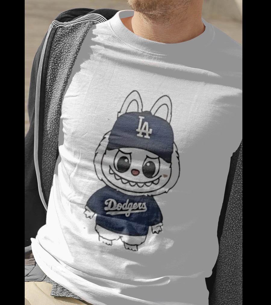 Labubu In Dodgers Gear Los Angeles Dodgers Hat And Outfit T-Shirt