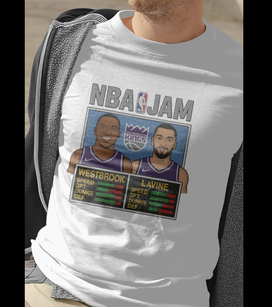 NBA Jam Westbrook LaVine Sacramento Kings Speed 3PT Dunks DEF T-Shirt