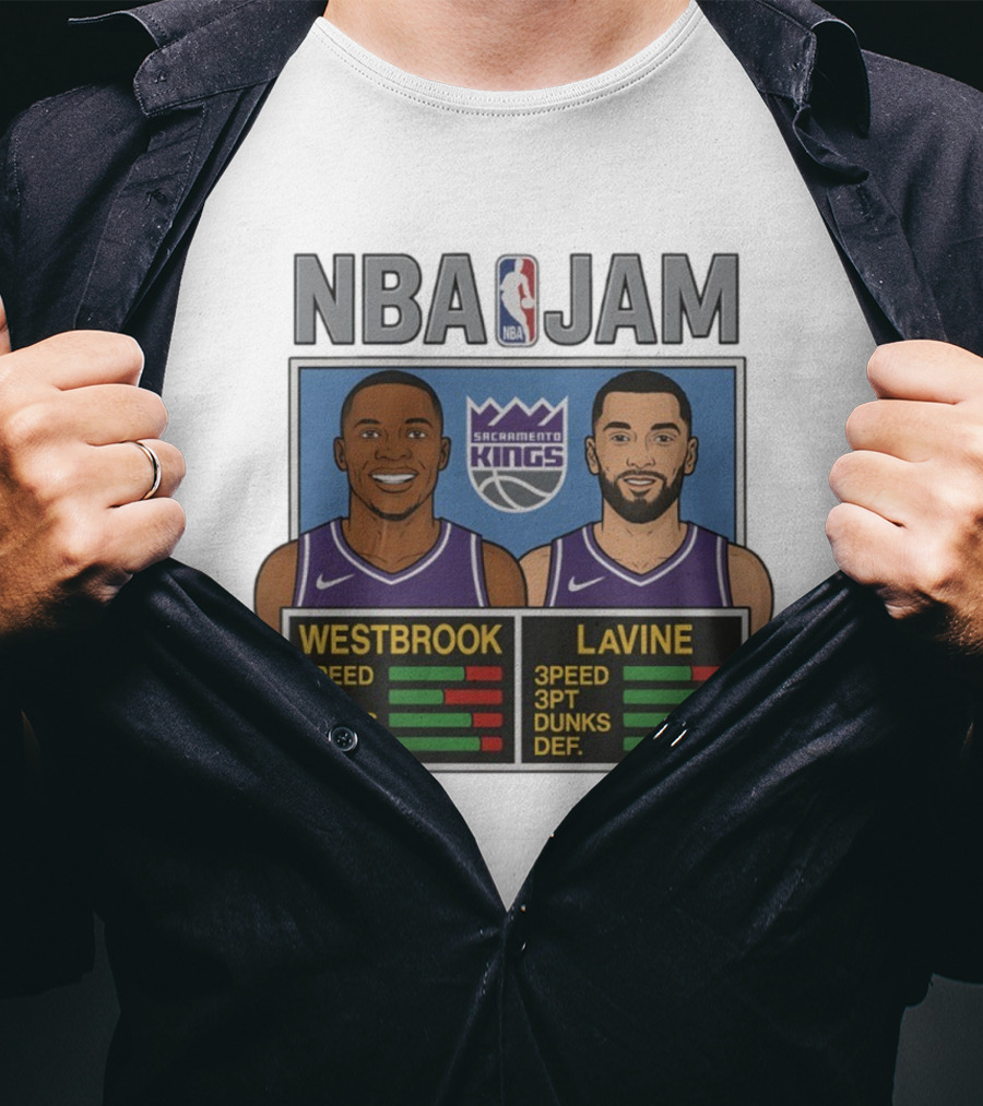 NBA Jam Westbrook LaVine Sacramento Kings Speed 3PT Dunks DEF T-Shirt