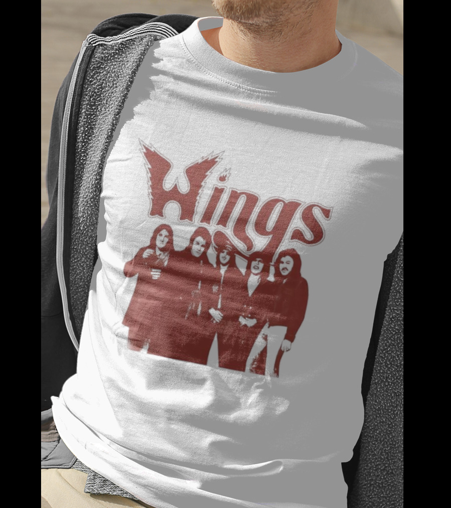 Wings Band Silhouette With Winged Font T-Shirt