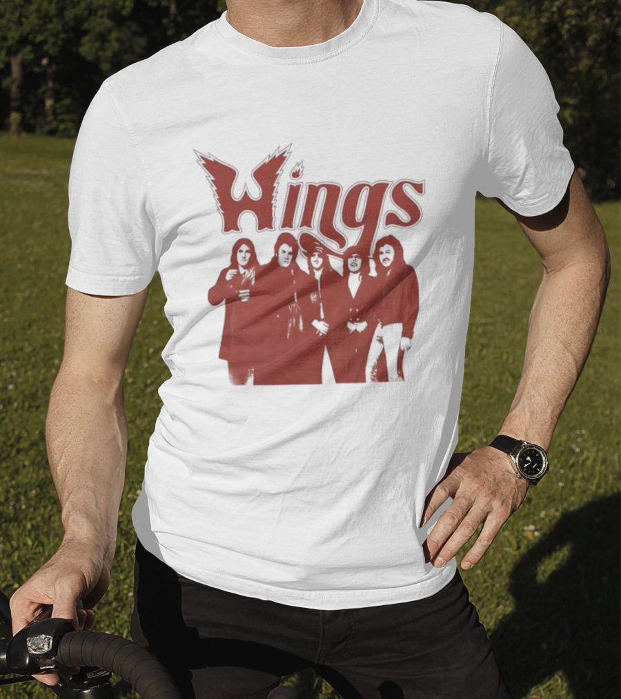 Wings Band Silhouette With Winged Font T-Shirt