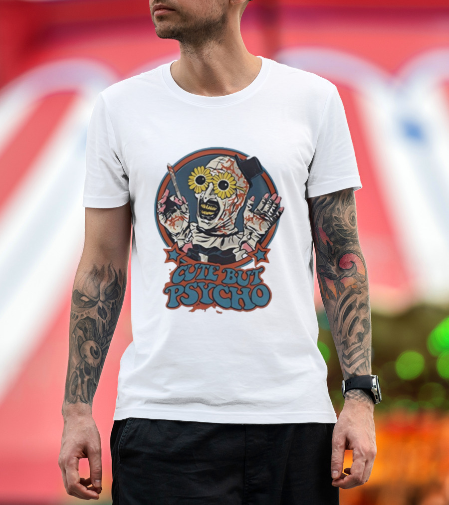 The Clown Cute But Psycho Creepy Knife Wielding Flower Eyed Jester T-Shirt
