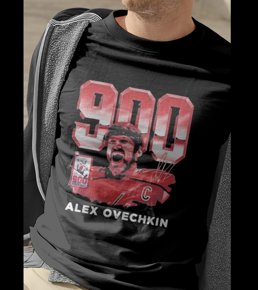 Alex Ovechkin 900 Career Goals Washington Capitals Signature T-Shirt
