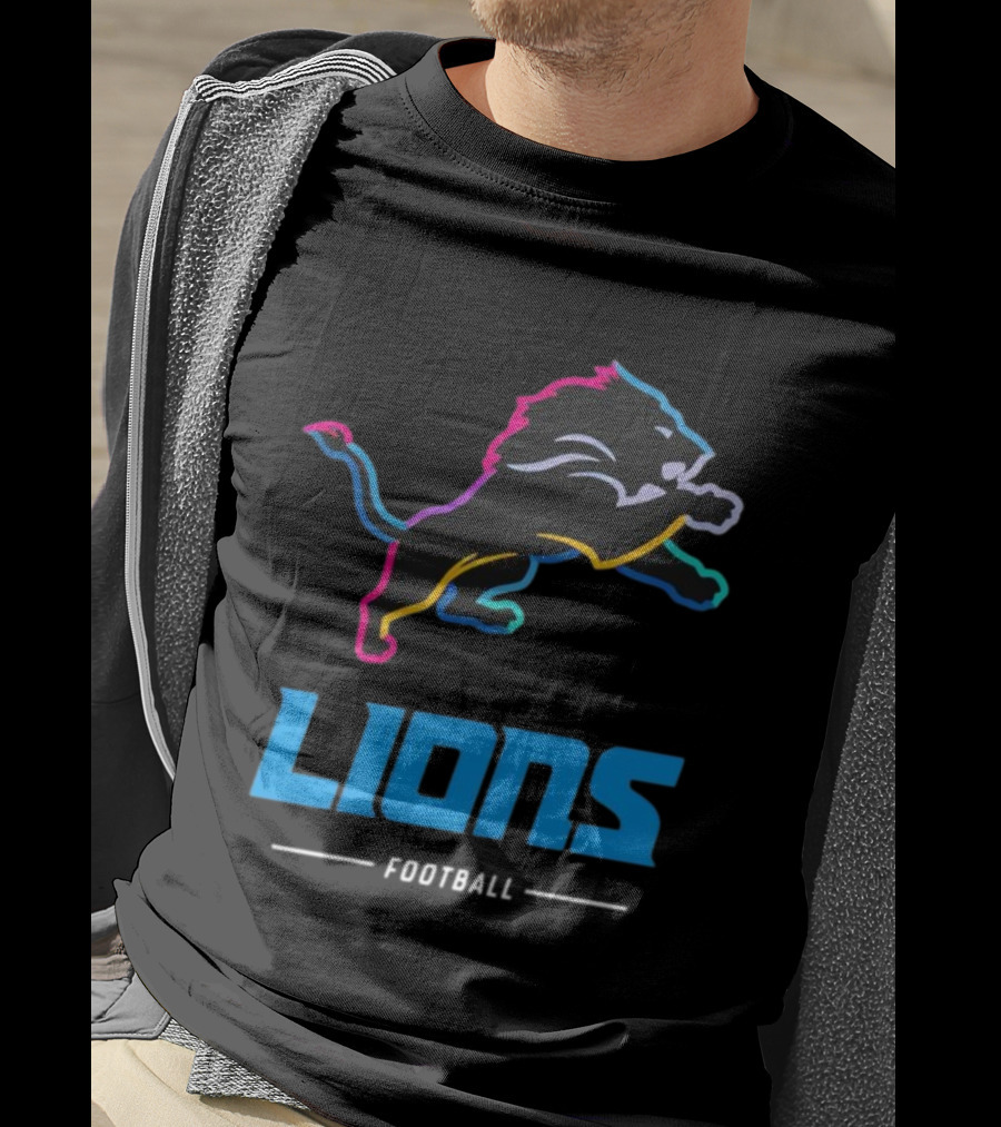 Lions Football Colorful Lion Graphic T-Shirt