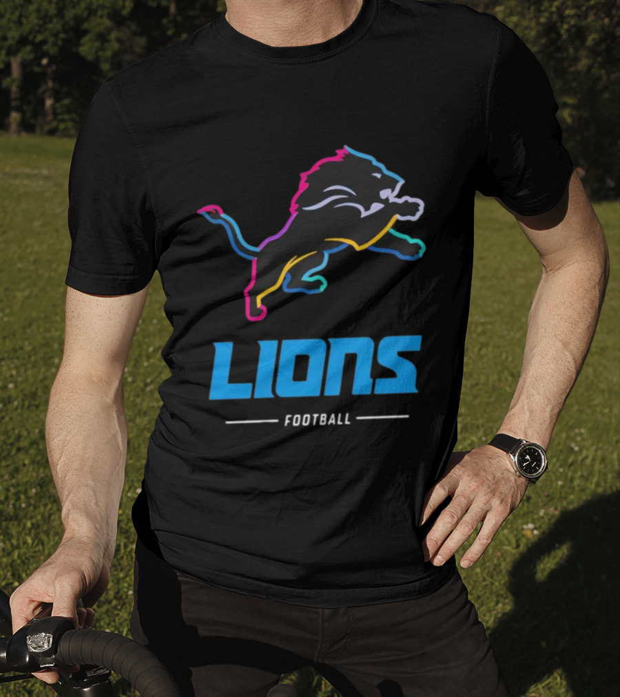 Lions Football Colorful Lion Graphic T-Shirt