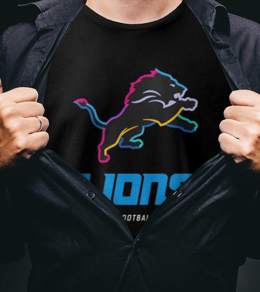 Lions Football Colorful Lion Graphic T-Shirt