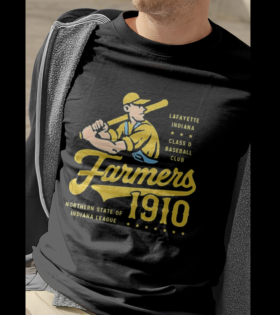 Farmers 1910 Lafayette Indiana Class D Baseball Club Northern State Of Indiana League Retro T-Shirt