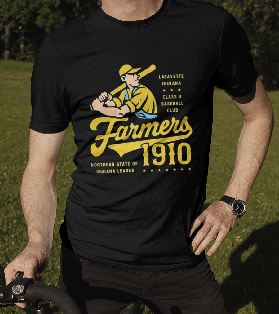 Farmers 1910 Lafayette Indiana Class D Baseball Club Northern State Of Indiana League Retro T-Shirt