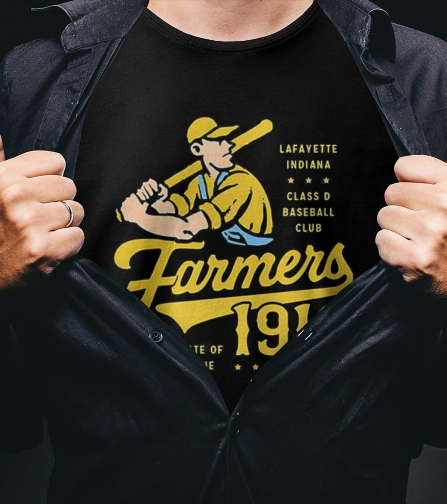 Farmers 1910 Lafayette Indiana Class D Baseball Club Northern State Of Indiana League Retro T-Shirt