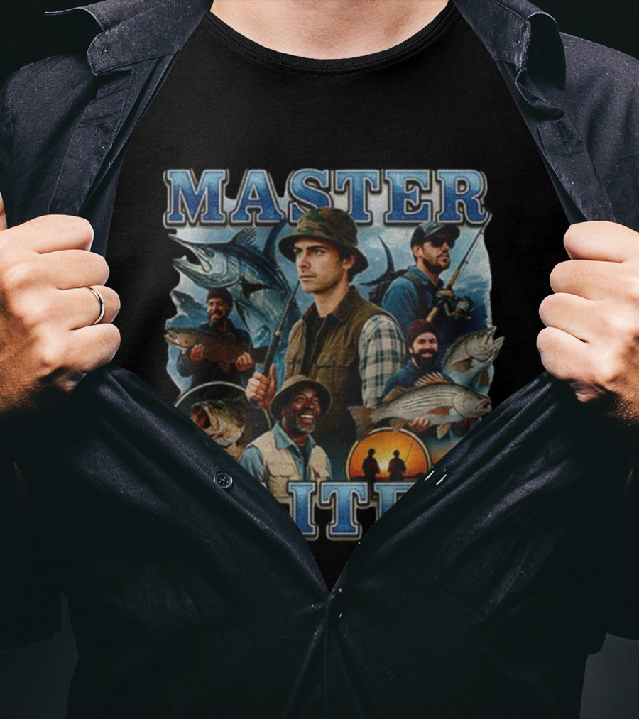 Master Baiter Vintage Fishing Enthusiasts Scenic Adventure T-Shirt