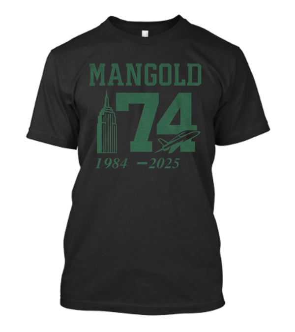 MANGOLD 74 New York Jets 1984 2025 Jet Skyline Tribute T-Shirt