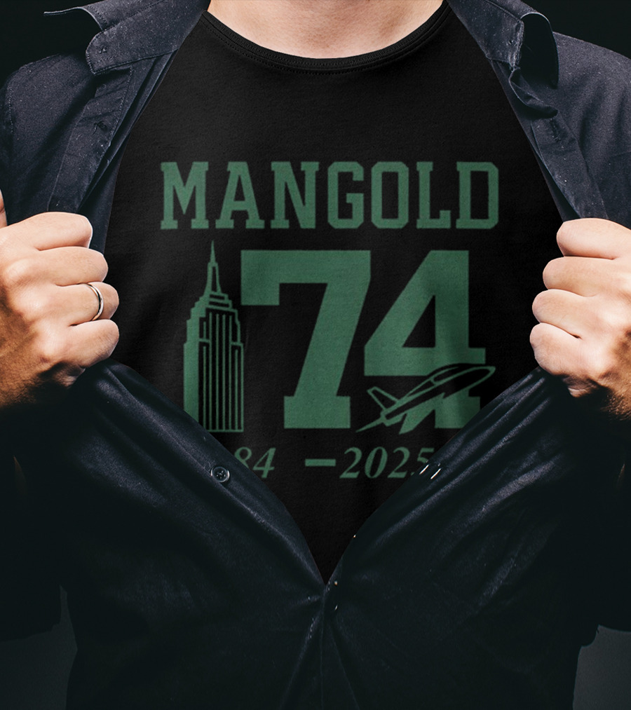 MANGOLD 74 New York Jets 1984 2025 Jet Skyline Tribute T-Shirt