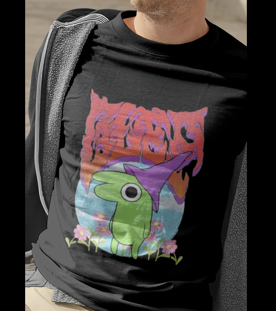 Glep Vintage Heavy Metal Cartoon With Flowers And Witch Hat T-Shirt