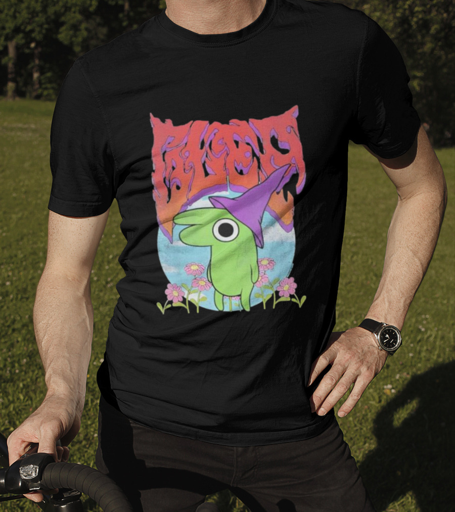 Glep Vintage Heavy Metal Cartoon With Flowers And Witch Hat T-Shirt