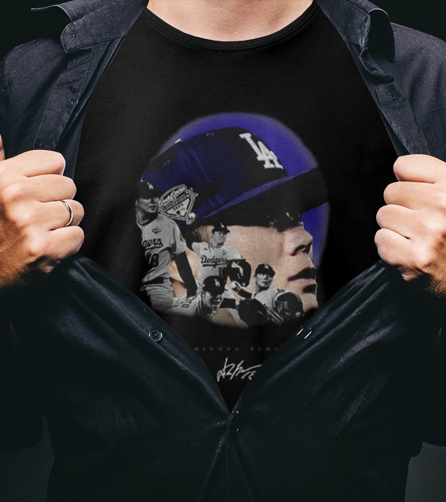 Dodgers MVP Yamamoto Vintage Baseball Icon LA Cap T-Shirt
