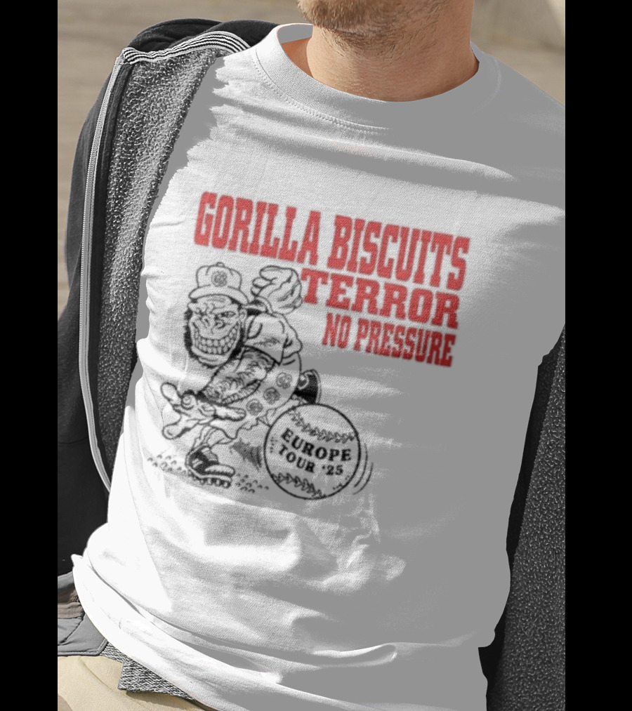 Gorilla Biscuits Terror No Pressure European Tour Promo 2025 T-Shirt