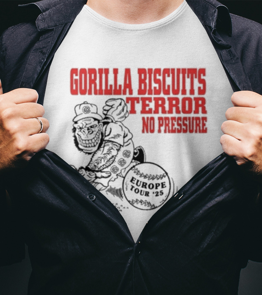Gorilla Biscuits Terror No Pressure European Tour Promo 2025 T-Shirt