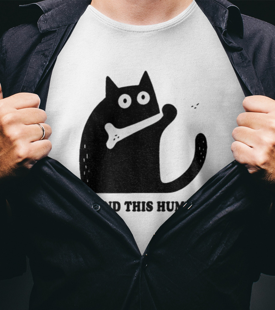 Black Cat I Found This Humerus Bone Joke T-Shirt