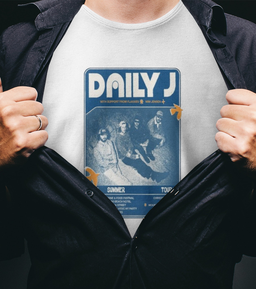 Daily J NZ Summer Tour 2025-2026 Support From Flaxxies Mim Jensen Christchurch Matakana T-Shirt